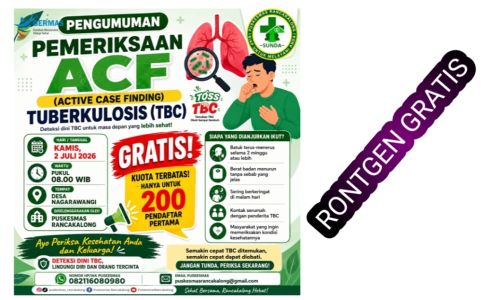 PENGUMUMAN RONTGEN GRATIS UNTUK MASYARAKAT KECAMATAN RANCAKALONG