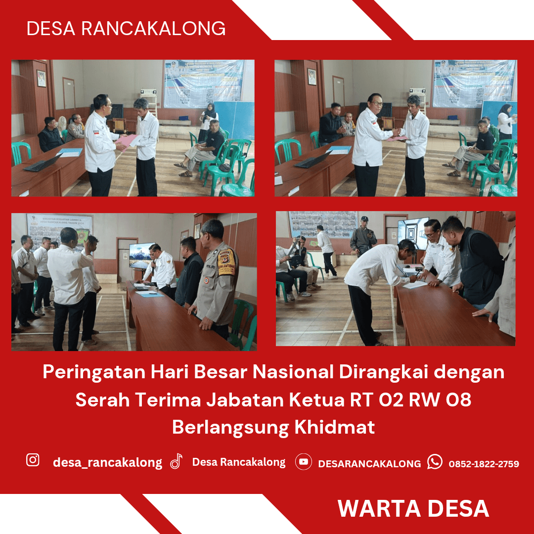 Peringatan Hari Besar Nasional Dirangkai dengan Serah Terima Jabatan Ketua RT 02 Re 08 Berlangsung Khidmat