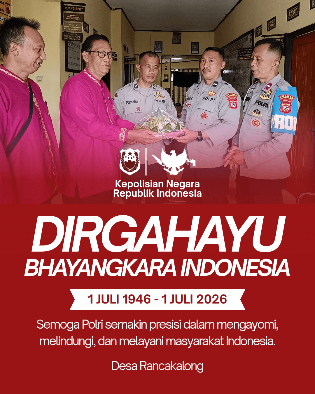 Kepala Desa Rancakalong Sampaikan Ucapan Selamat Hari Bhayangkara ke-80
