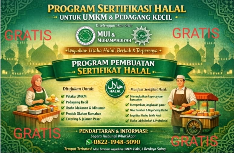 PROGRAM SERTIFIKASI HALAL UNTUK UMKM & PEDAGANG KECIL GRATIS